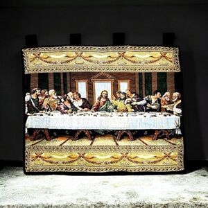 RARE Vintage Jesus Last Supper Colorful Hanging Tapestry 31" x 25" NEW